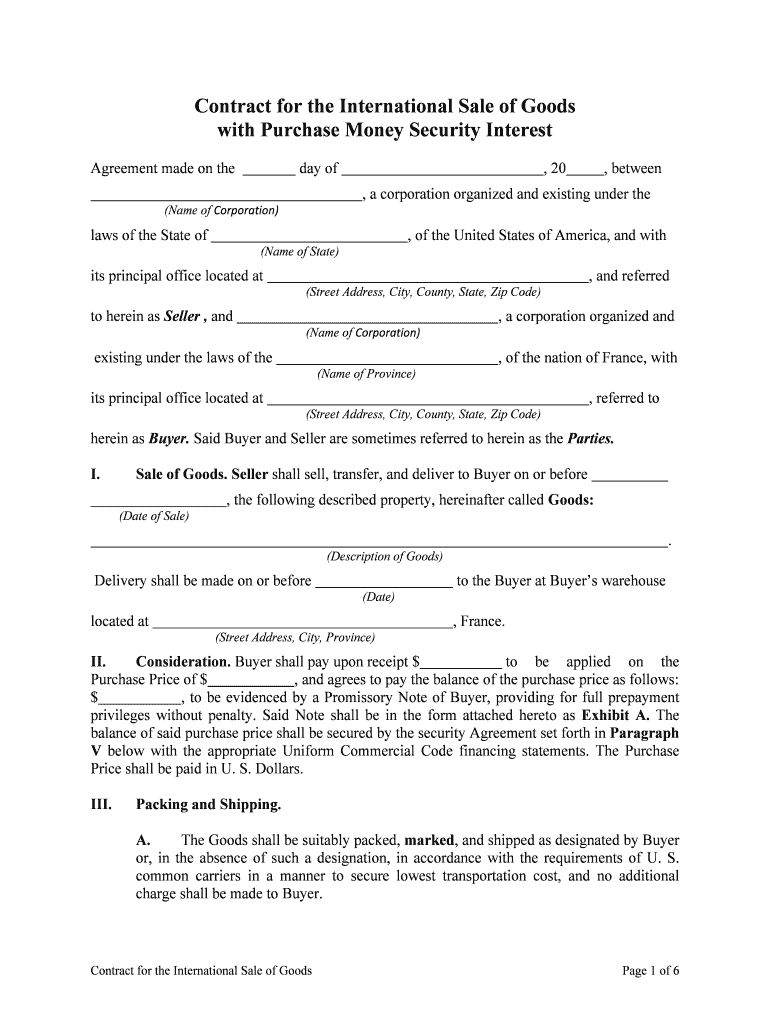 Purchase Money Security Agreement SEC Gov  Form