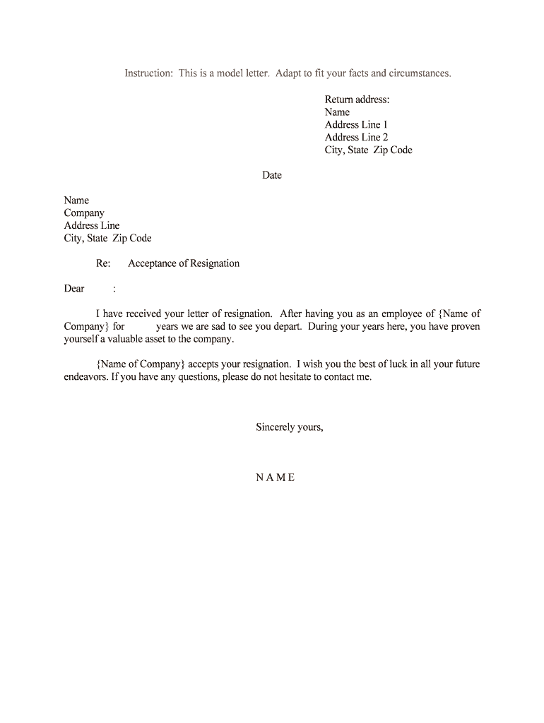I Have Received Your Letter of Resignation  Form