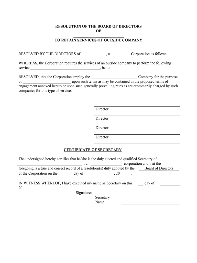 US 0038 Resolution to Hire a Company to Perform a Service