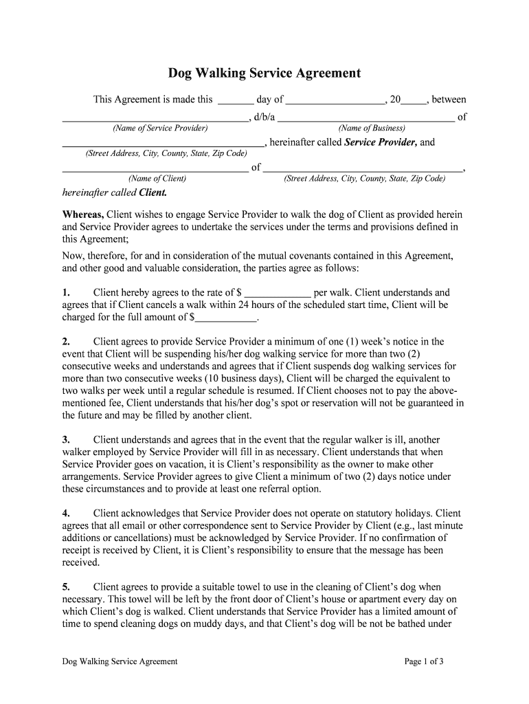 Dog Walking Contract Template Get Sample PandaDoc  Form