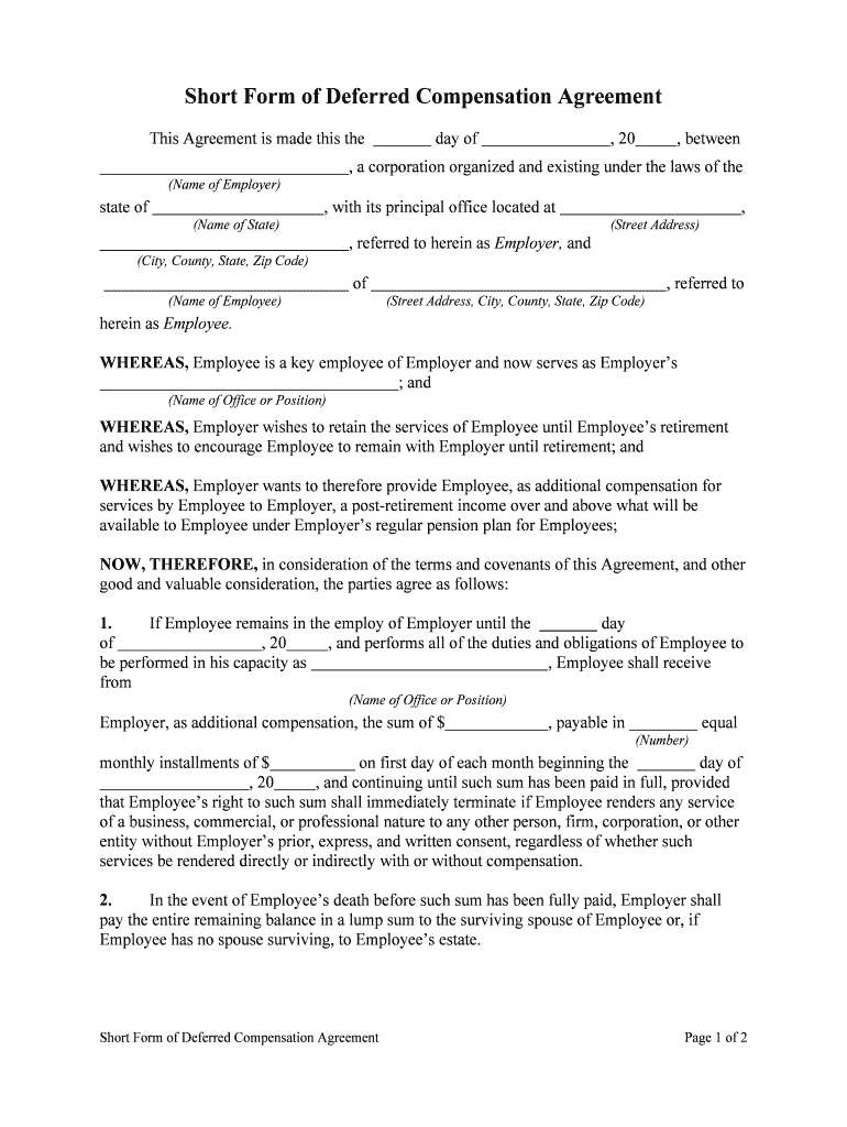 Section 457 Deferred Compensation Internal Revenue Service  Form