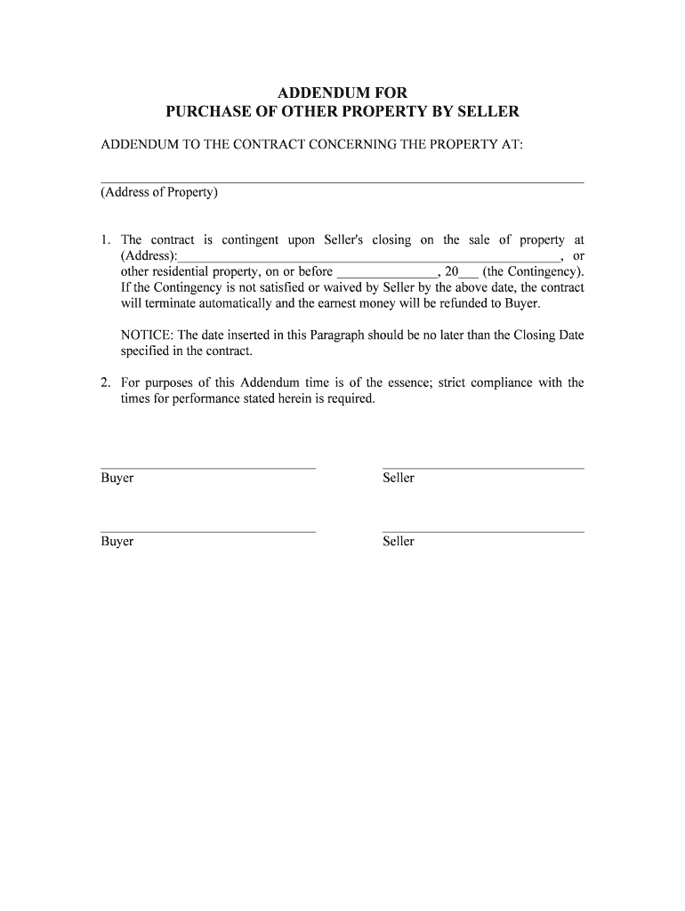 ADDENDUM to PURCHASE AGREEMENT MARYLAND STATE SPECIFIC  Form