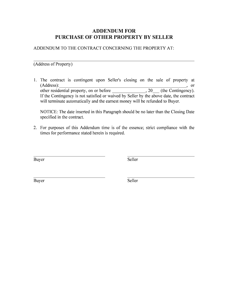 Fill and Sign the Addendum to Purchase Agreement Maryland State Specific Form