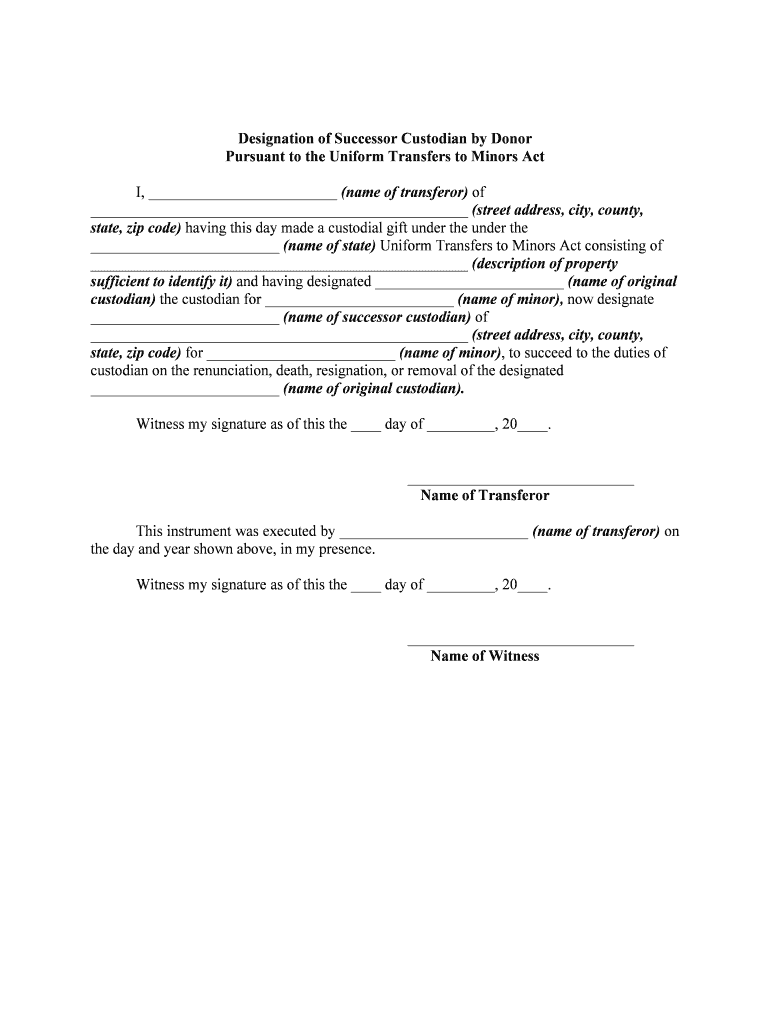 Designation of Successor Custodian by Donor  Form