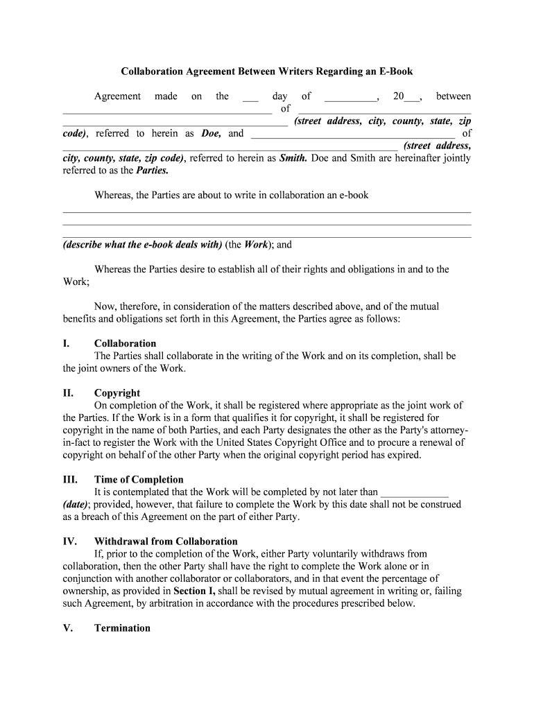 Collaboration Agreement Template Get Sample  Form