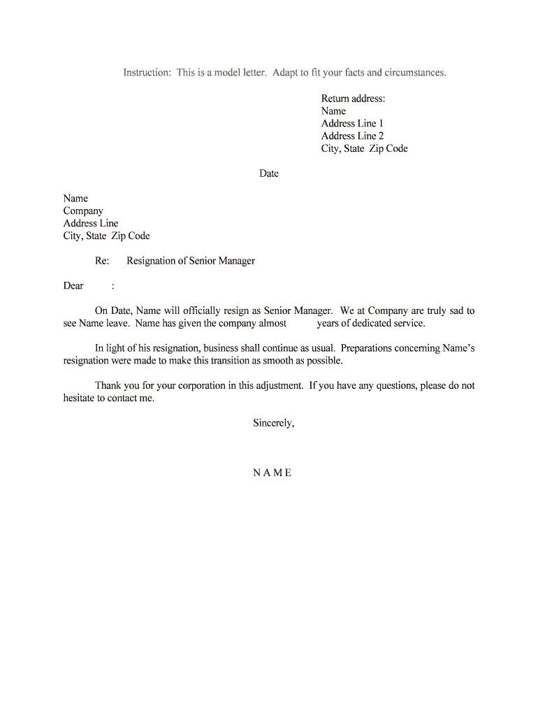 Resignation of Senior Manager  Form