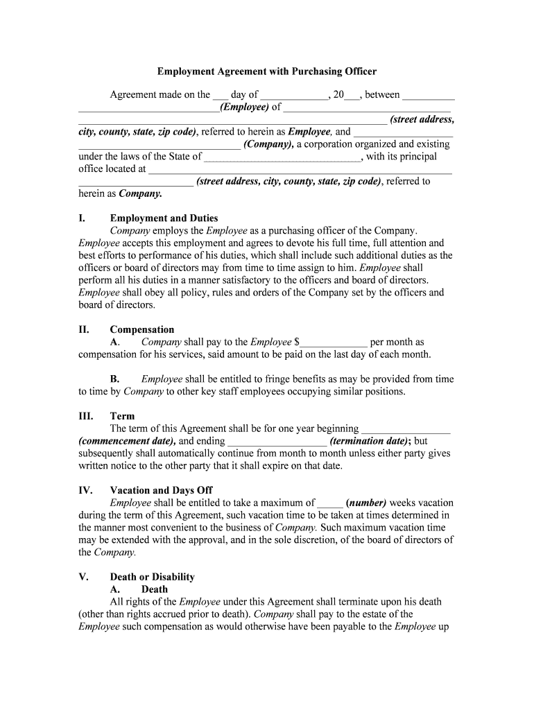 Employment Agreements Local Government Job Net  Form