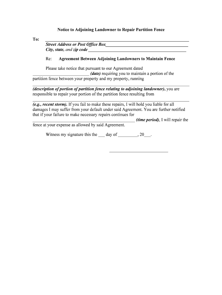 Division Fence Statutes NE Nebraska Department of  Form