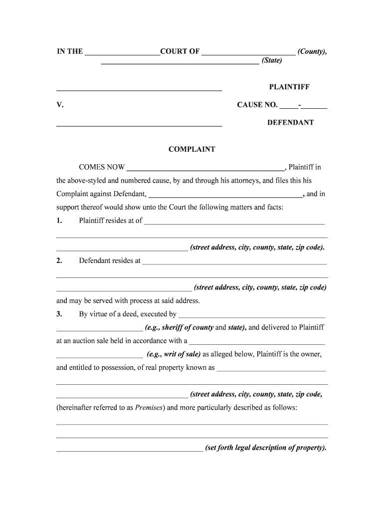 Complaint For Ejectment Pinellas County Clerk Form Fill Out And Sign