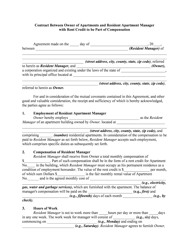 Tax Rules for Hiring Resident Property ManagersNolo  Form