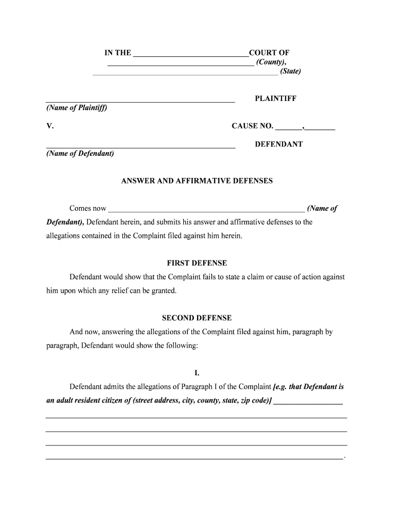 General Division Case No Plaintiff Judge Complaint for  Form