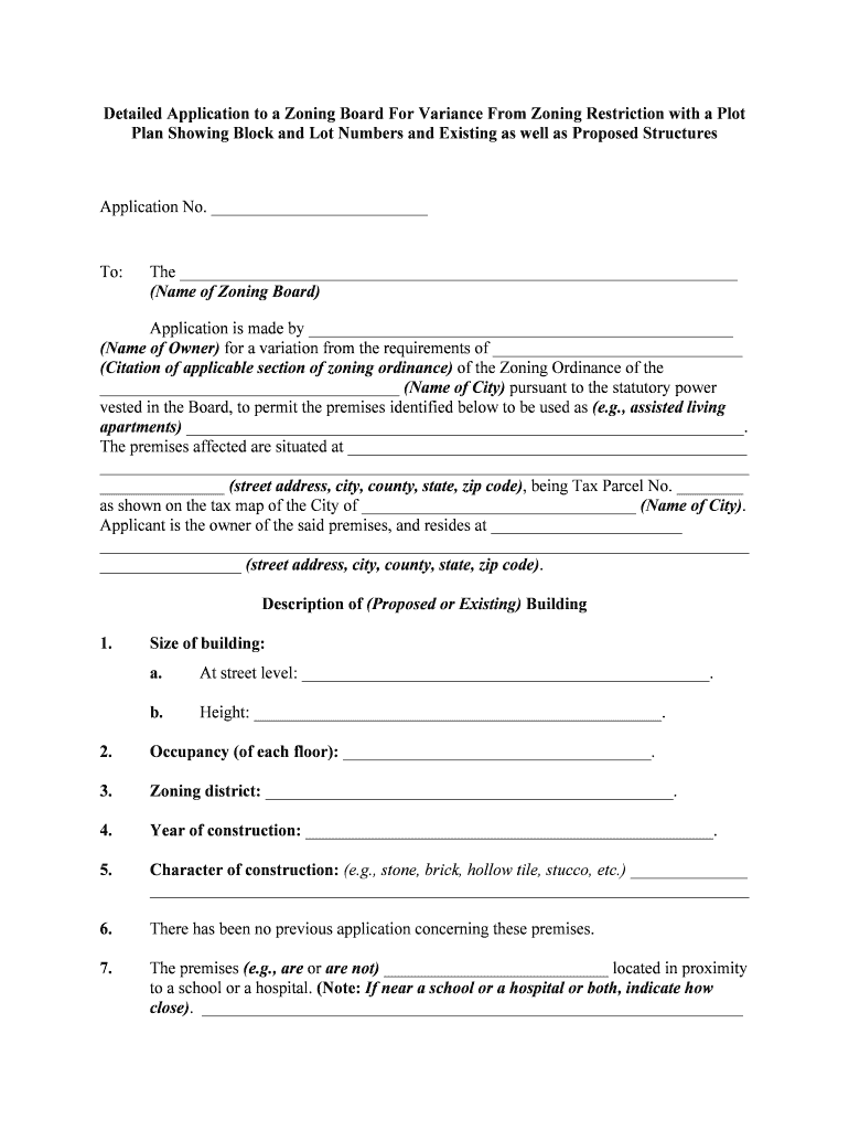 Zoning Board of Appeals New York State Department  Form