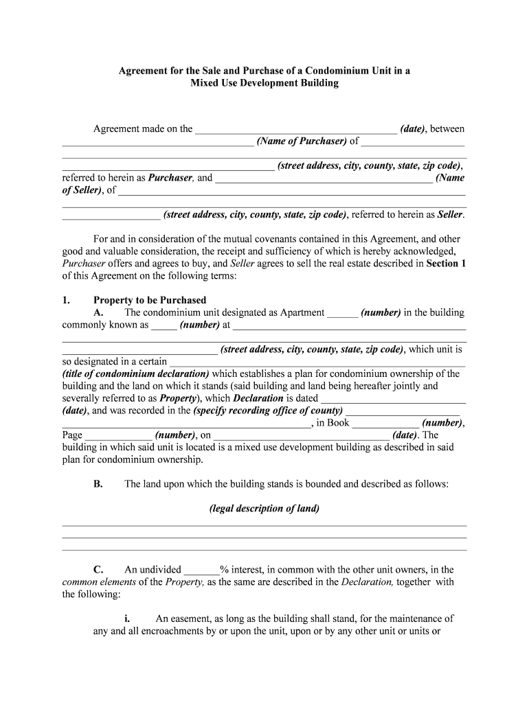 Agreement to Lease Condominium Unit Condo Rental in a  Form