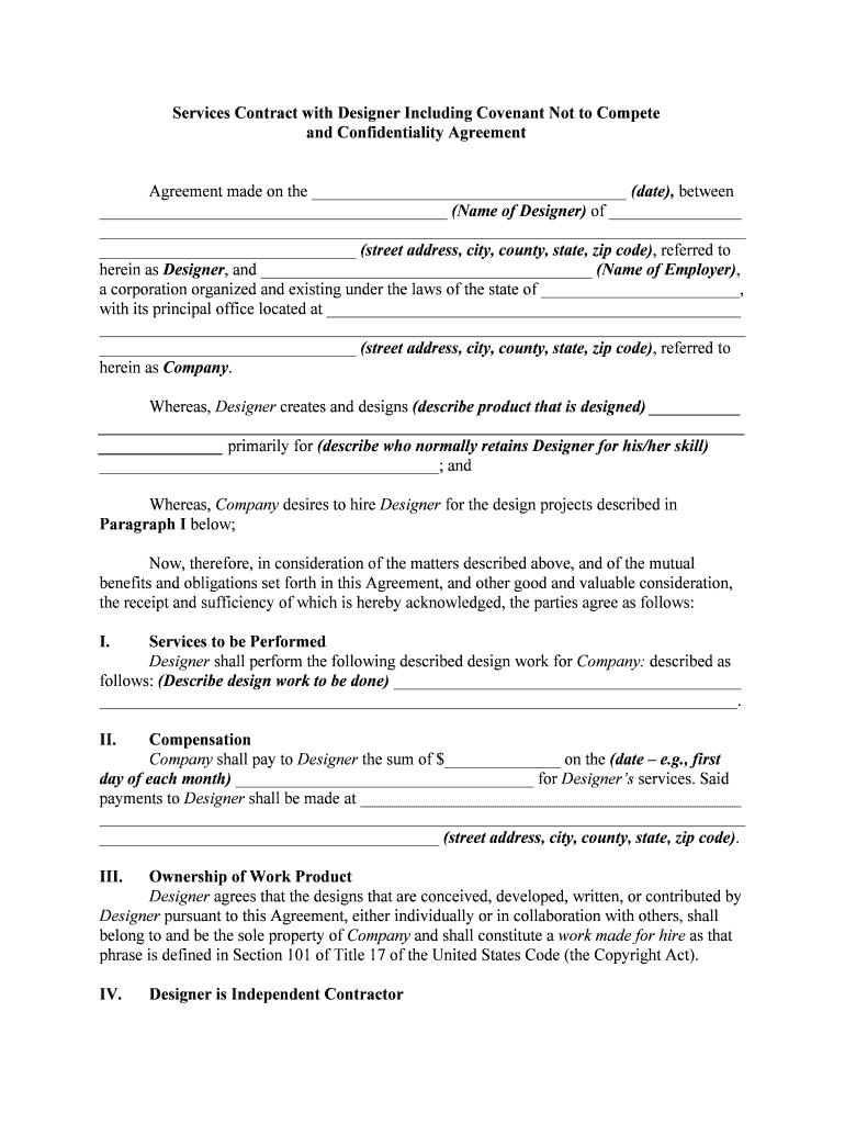 Services Contract with Graphic Designer  Form