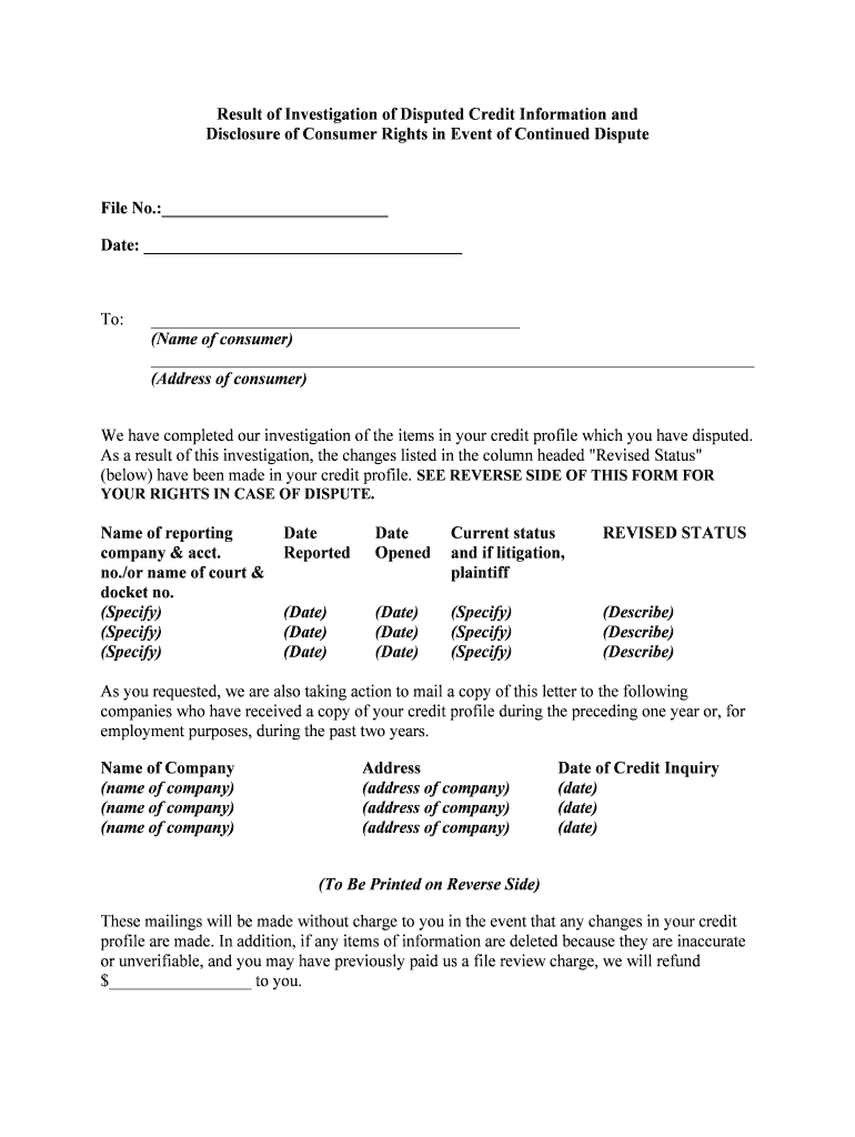 Fair Credit Reporting Act Regulation V and Regulation FF  Form