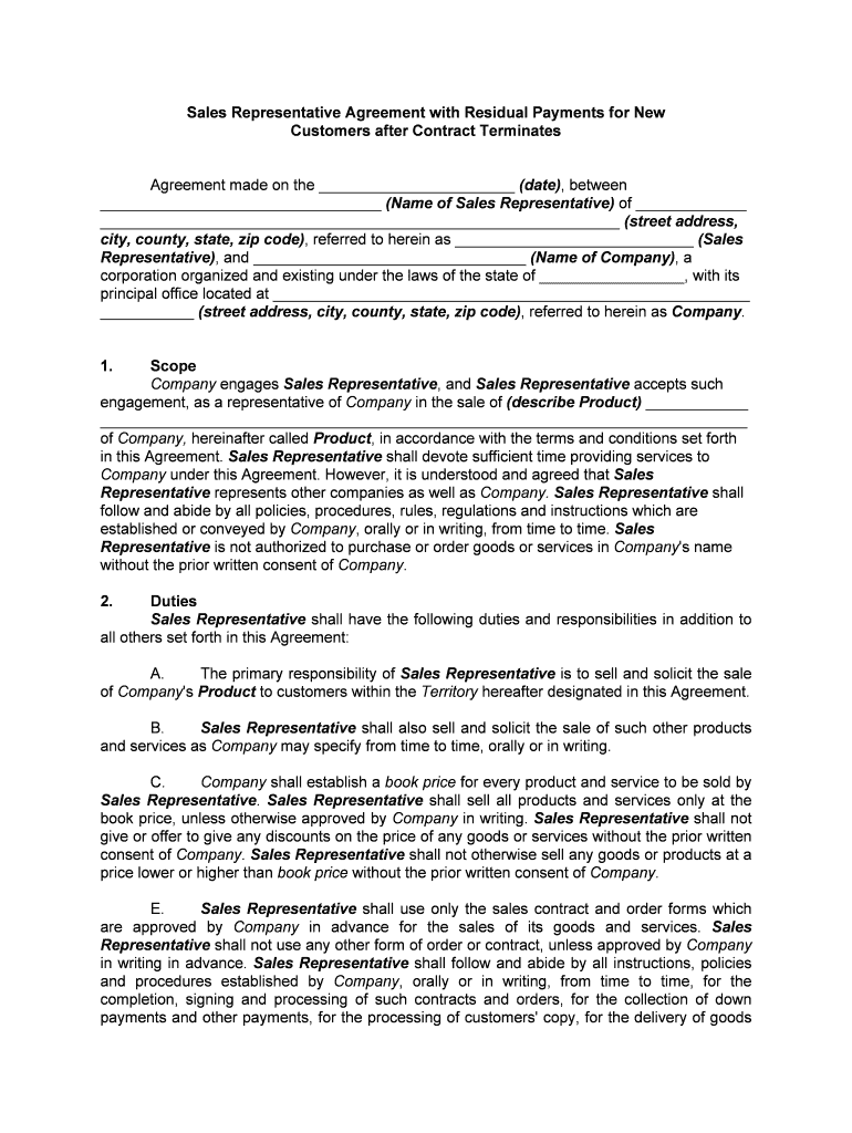 Sales Commission Agreement Template Net  Form