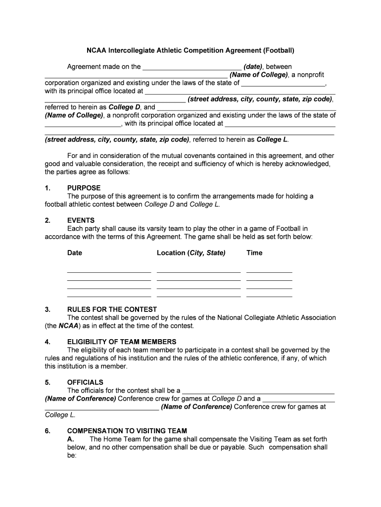 ATHLETIC COMPETITION AGREEMENT  Form