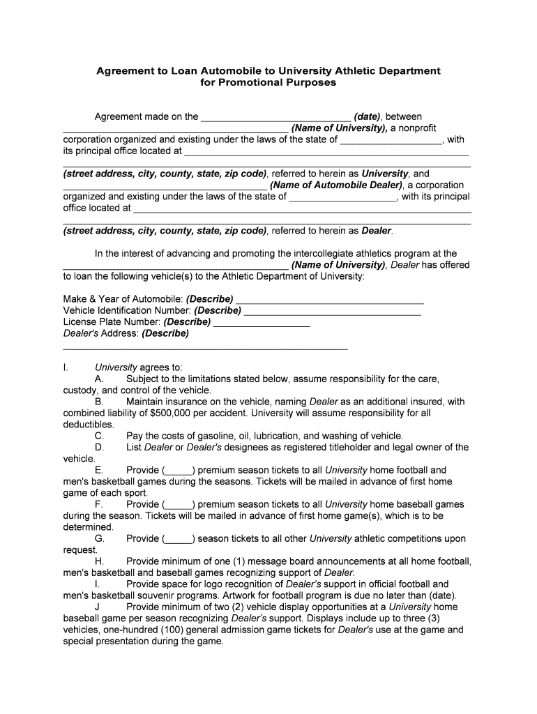 Borrowed Vehicle Agreement AllRisks  Form