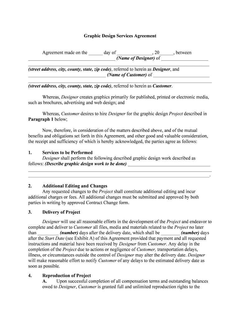Graphic Design Services Agreement  Form