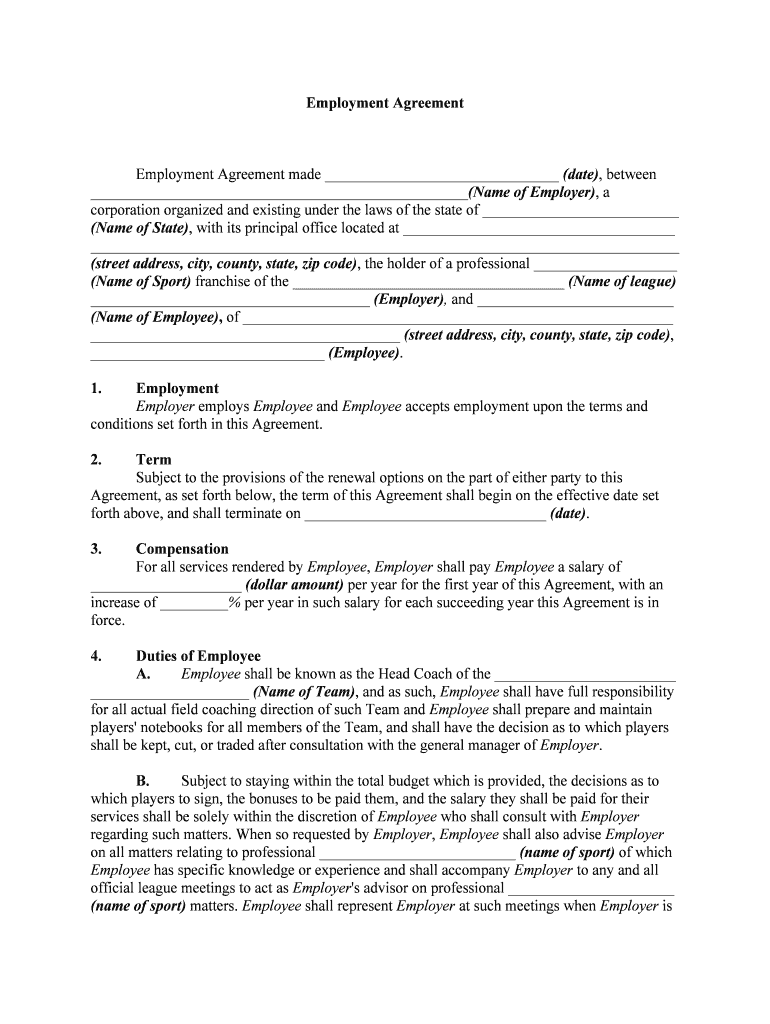 Employment Agreement General TemplateWord &amp;amp;amp; PDFBy  Form