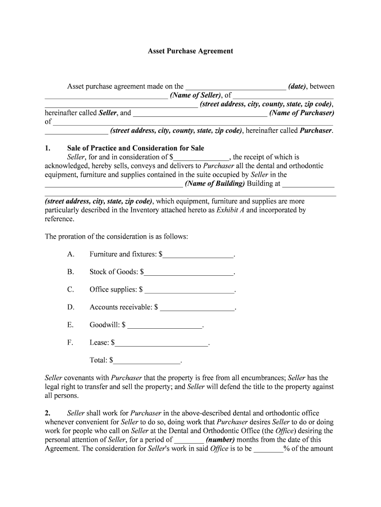 Asset Purchase Agreement Simple PDF and Word Download  Form