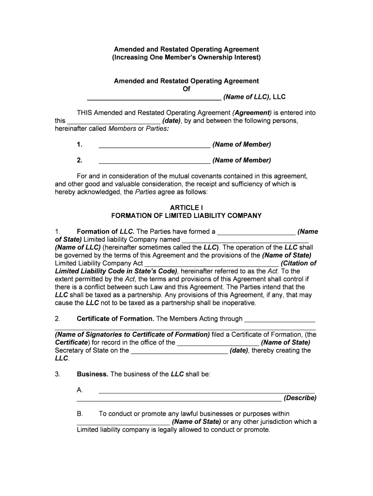 First Amended and Restated Operating Agreement SEC Gov  Form