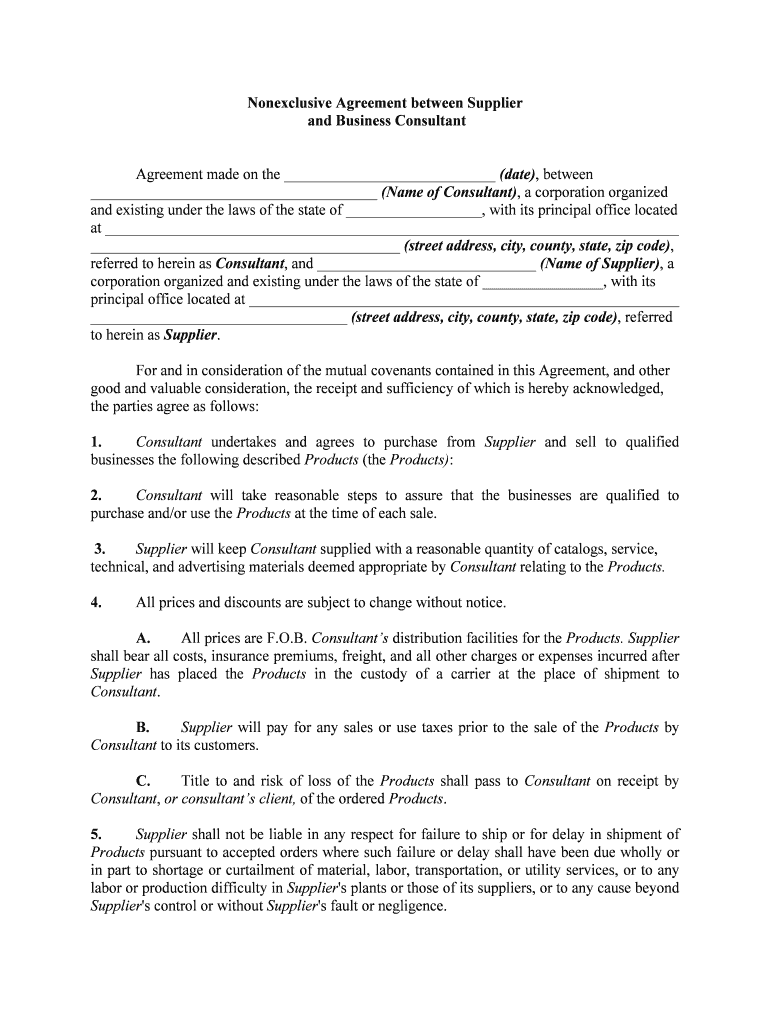 Business Consultant Agreement between the Company and  Form