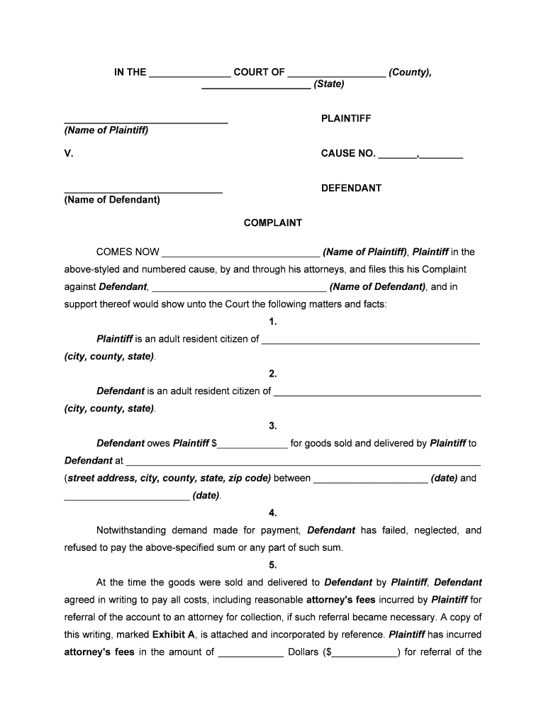 Above Styled and Numbered Cause, by and through His Attorneys, and Files This His Complaint  Form