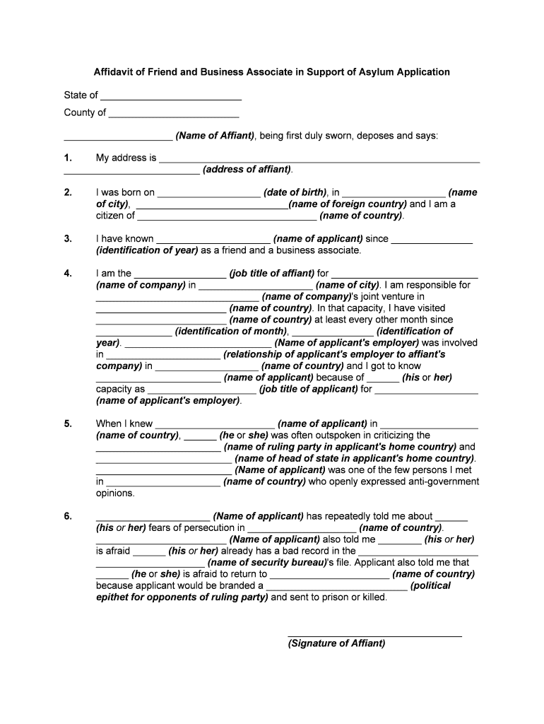 Affidavit of John Doe I, John Doe, Being Duly Sworn, Declare  Form