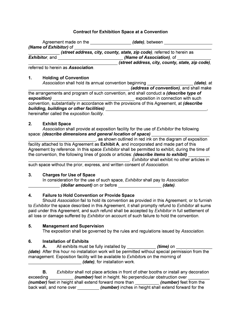 Application &amp;amp; Agreement for Exhibit Space 39th Lane County  Form