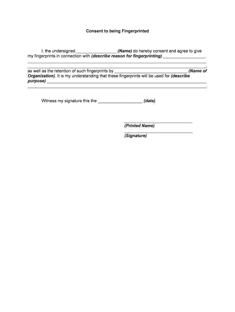 Fingerprint Consent Form OSU HR the Ohio State University