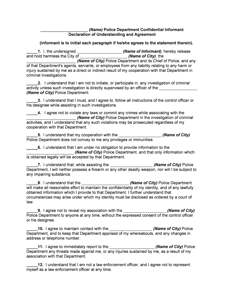 Agreement United States Department of Justice  Form