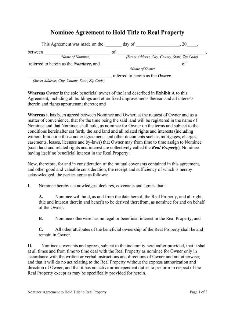 Nominee Agreement SEC Gov  Form