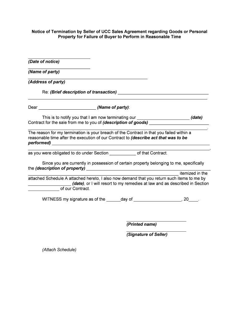 Notice of Termination or Cancellation of a UCC Sales  Form