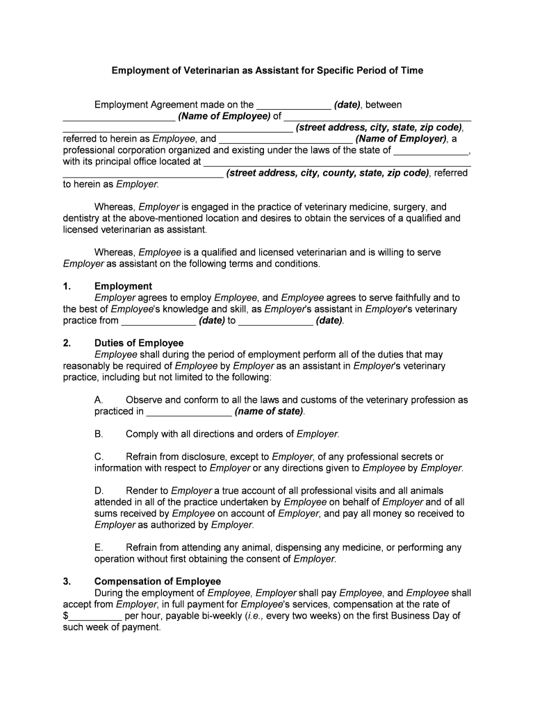 Employment Contract Employment Agreement Template  Form
