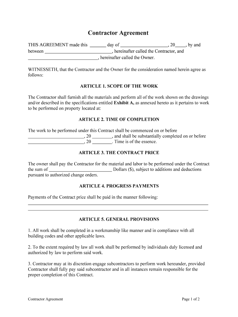 SUBCONTRACT AGREEMENT THIS AGREEMENT, Made This  Form