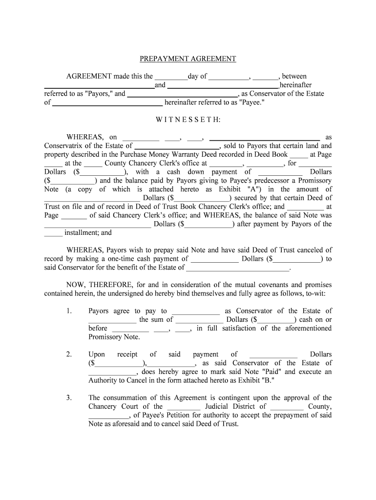 PREPAYMENT AGREEMENT  Form