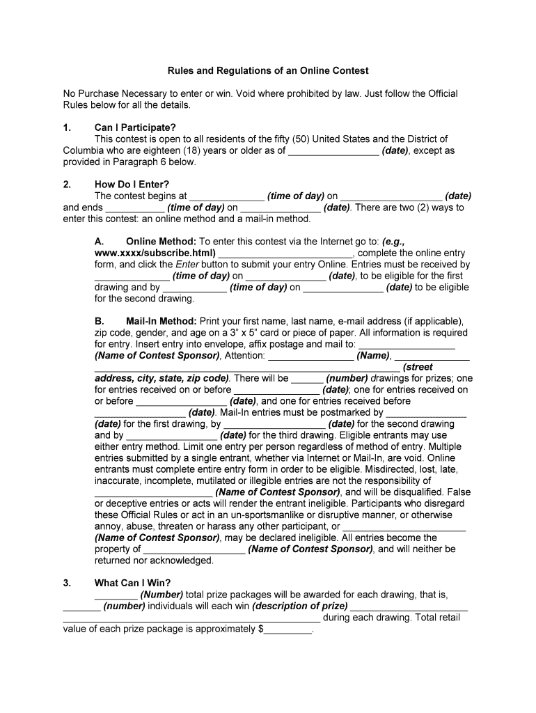 MEMORY GAME CONTEST OFFICIAL RULES NO PURCHASE NECESSARY  Form