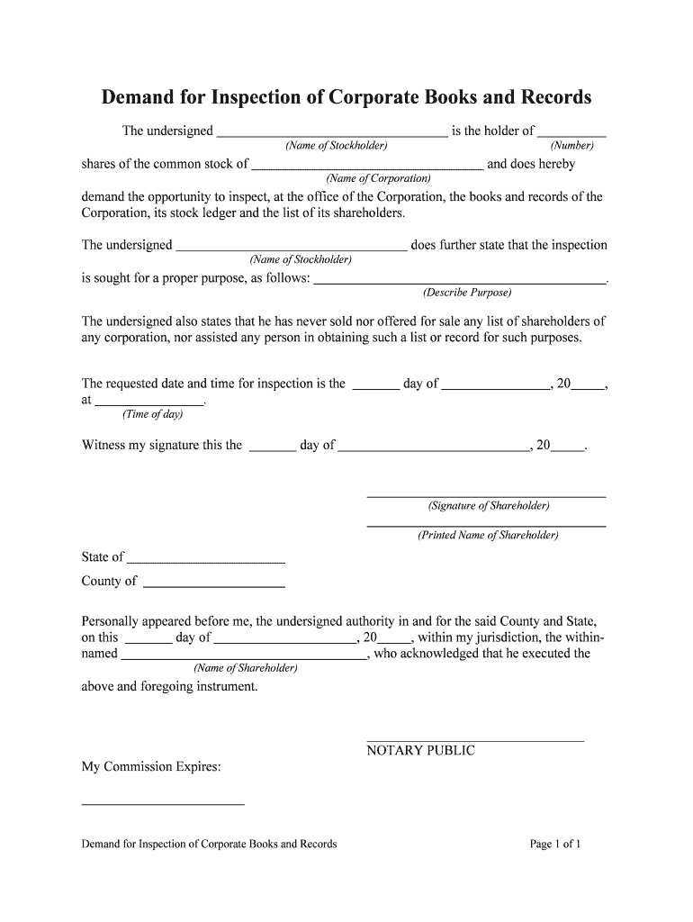 Enforcing the Shareholder Right to Inspect Books and Records  Form