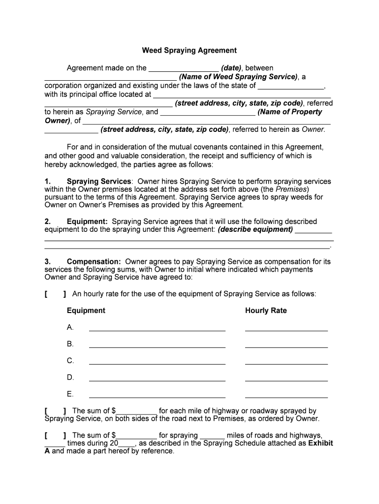 Weed Spraying Agreement Template Download from  Form