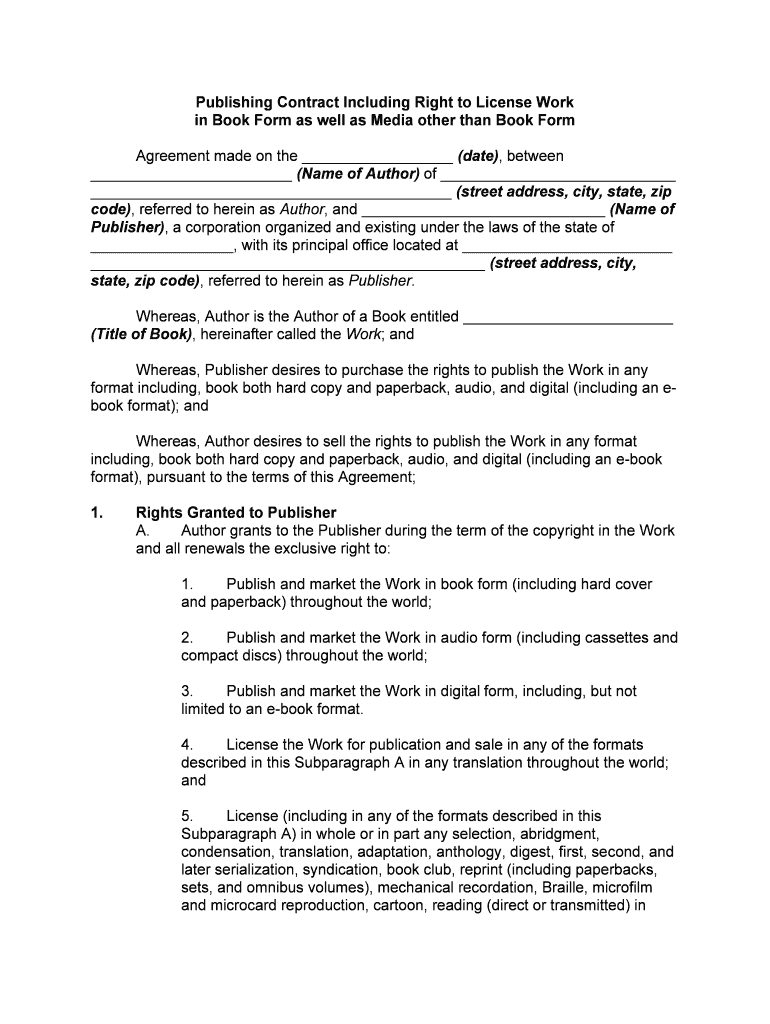 Publishing Contract Including Right to License Work  Form