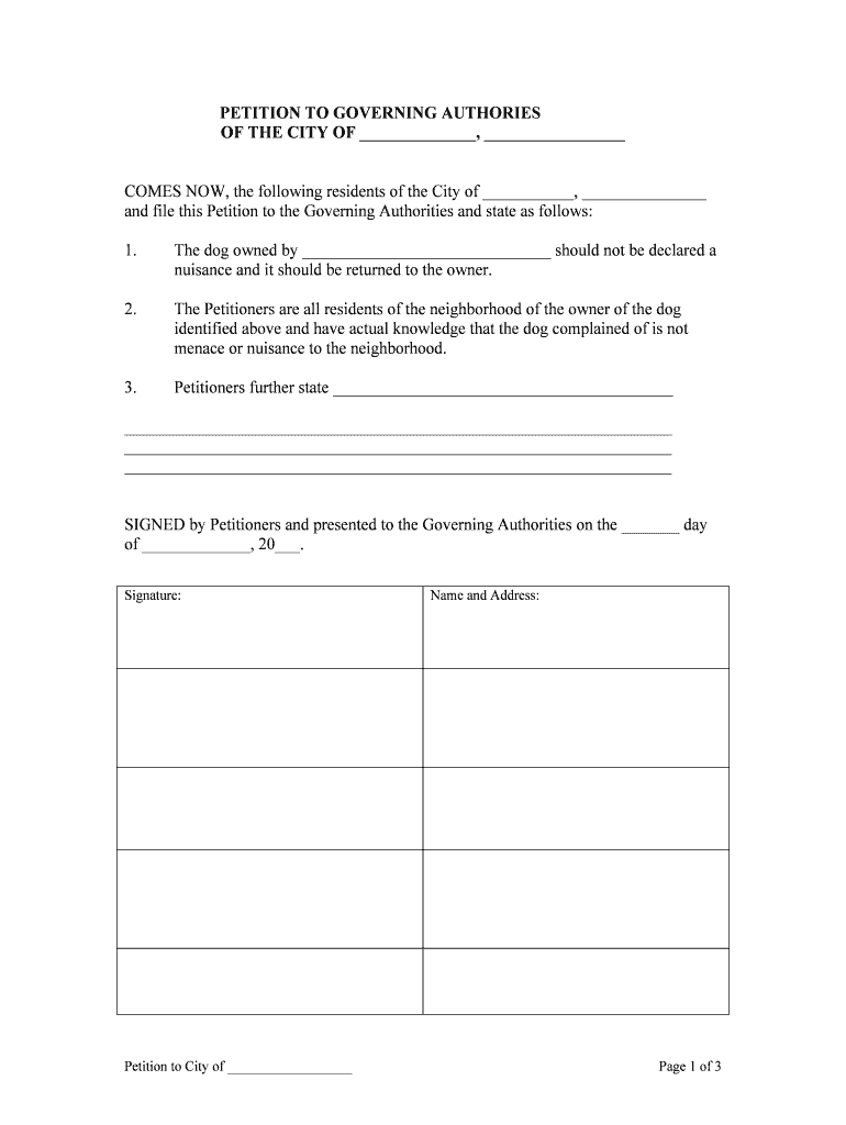 Community Improvement District Upon the Filing of a Petition  Form