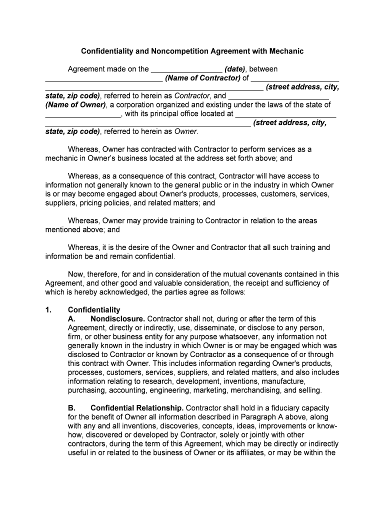 Non Compete Agreement Templates &amp;amp; Samples by State  Form