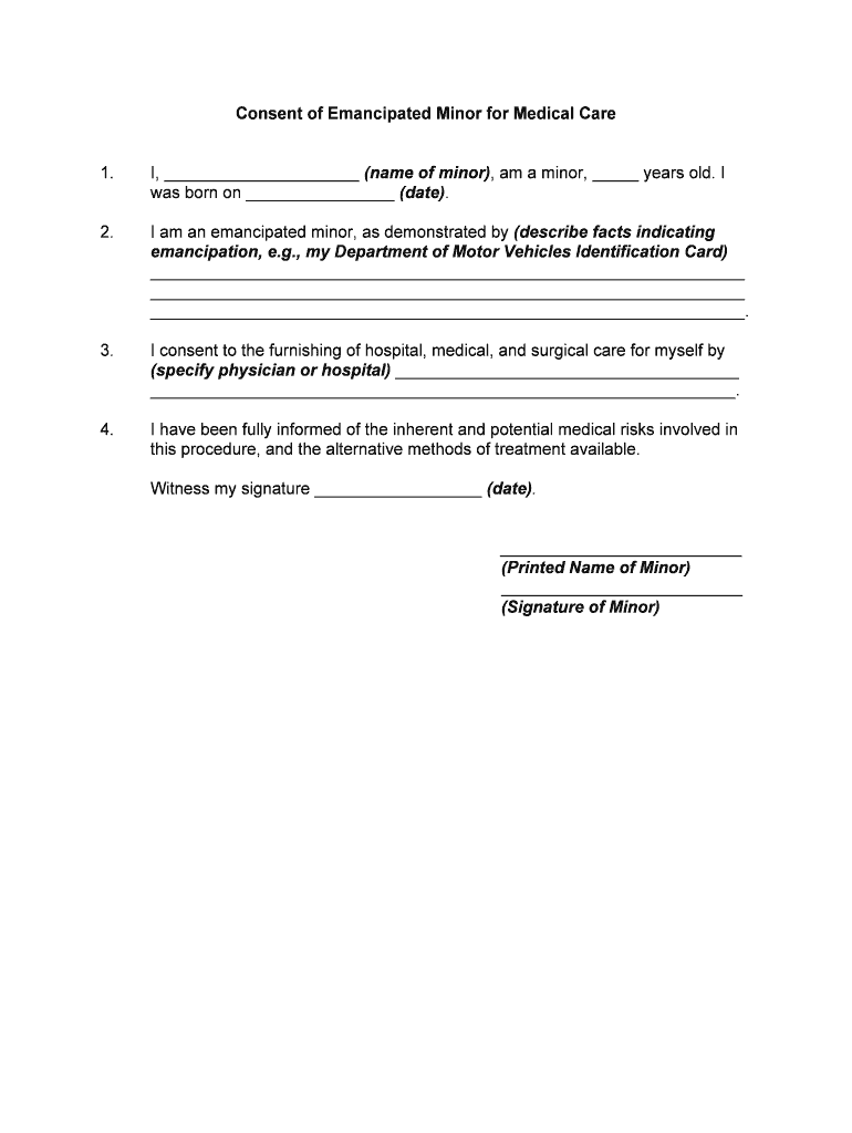 Consent for Medical Treatment of Minor Planned Parenthood  Form