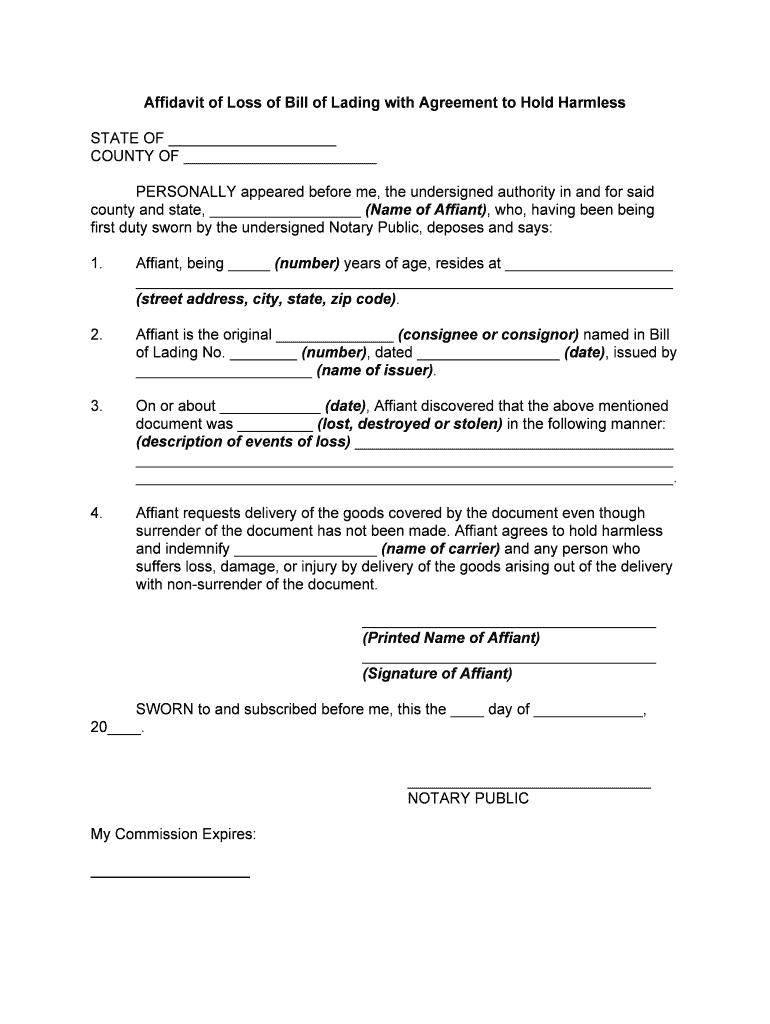 AFFIDAVIT of LOST STOCK CERTIFICATE IWe Hereby  Form