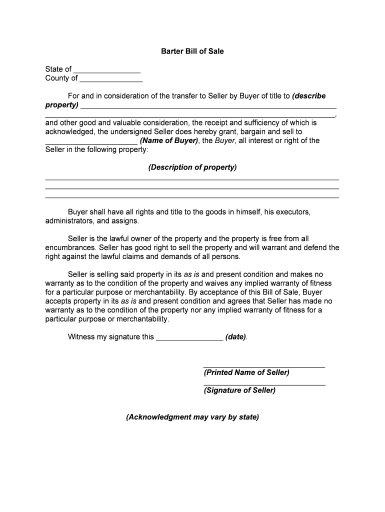 Sample Bill of Sale Montana DNRC  Form