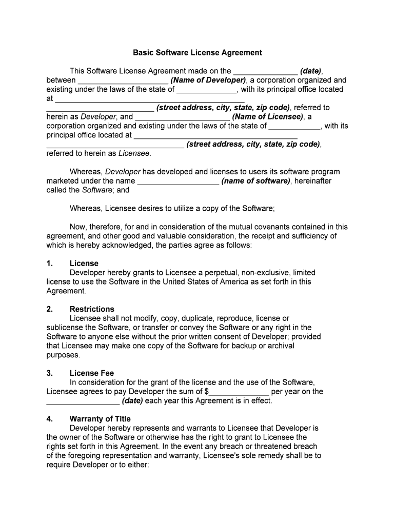 This Software Distribution License Agreement Agreement is  Form