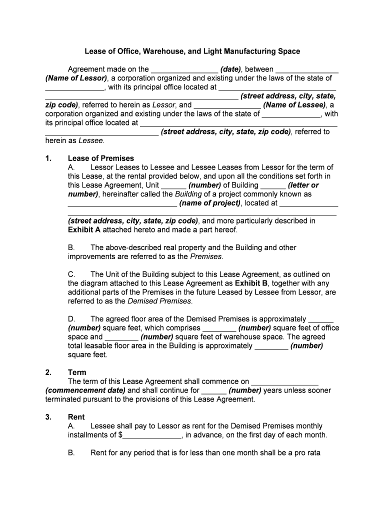 Warehouse Lease Agreement, Warehouse Lease Contracts  Form