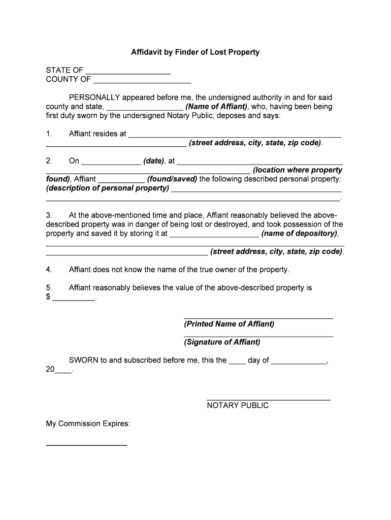 1 AFFIDAVIT BEFORE ME, the Undersigned Authority  Form