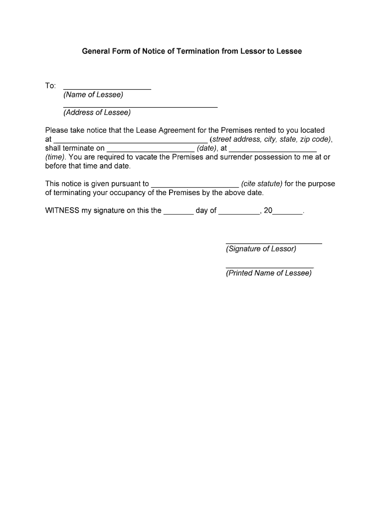 Lease Release Form Termination of Lease Obligation